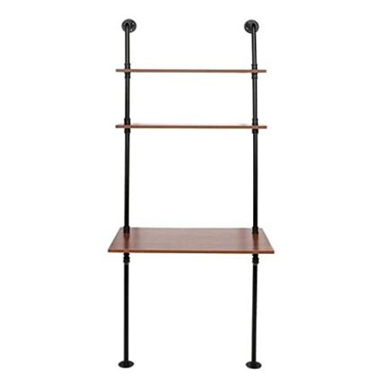 TFIIEXFL Industrial Style Computer Laptop Desk Storage Table with Shelves Wall Bookshelf for Home Office Home Office Storage Wall Table