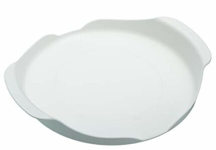 KitchenCraft Microwave Tray with contoured Handles, Non-Slip feet, Ideal for Food containers, Soups, 23 cm (9"), White
