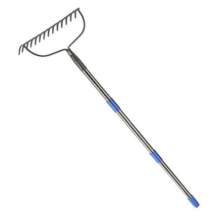 GLORYA Bow Rake with 14 Tines, Metall Rake for Gardening with 152cm Stainless Steel Handle