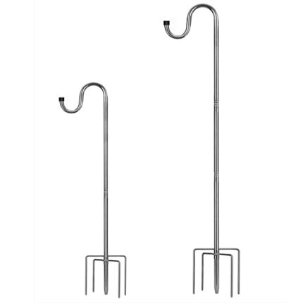 HOME RIGHT Bird Feeder Pole,195cm Set Adjustable Shepherds Crook Garden Hooks Heavy Duty 5 Prong Metal Hanger Hook Lights Planter Lanterns Hooks