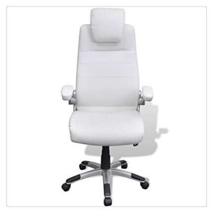 XIAOJUN Office Chair Internet Chair Adjustable Swivel Chair with White Artificial Leather Armrest