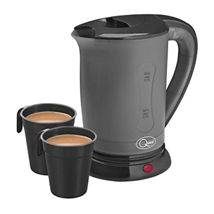 Quest 35690 Compact Travel Electric Kettle Dual Voltage, 0.5 litres, 600 Watt, Plastic, 17.5x17x8cm, Black