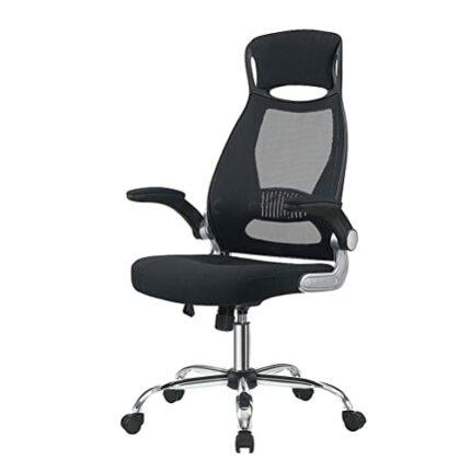 XIAOJUN Office Chair Black Swivel Mesh Computer Ergonomic Chair High Back with Foldable Armrest Head Support Height Adjustable