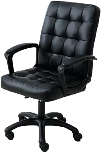 WZLYHD Desk Chair Modern Mid Back Support Office Chair Faux PU Leather High Adjustable Swivel Seat For Computer Desk Workstation Furniture Desk C