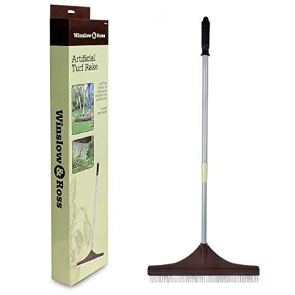 WINSLOW & ROSS Artificial Grass Rake - Astro Turf Rake with Telescopic Handle & Soft Nylon Brush, Fake Rake for Lawns, Leaves, Soil, Pet Hair and