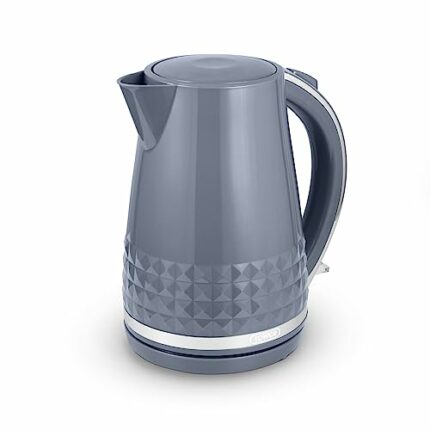 Tower T10075GRY Solitaire Kettle with 360° Swivel Base Cord Storage 1.5L 3KW Grey and Chrome Accents
