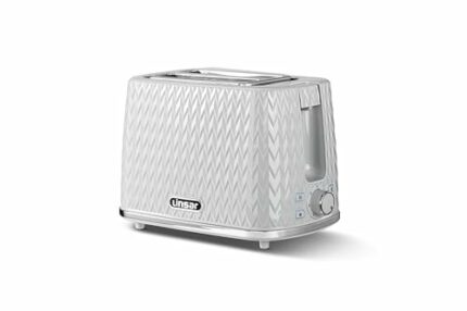 Linsar 2 Slice Toaster, Unique Curved Texture Defrost, Reheat, Cancel Functions, 7 Browning Levels, Wide Slots, Removable Crumb Tray, Bread Jam P