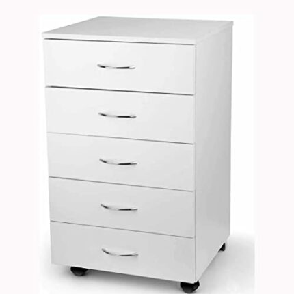 Drawer Filing Cabinet Dressers Chest Of 5 Drawers Home Office Nightstand Bedroom Storage Cabinet W/Casters