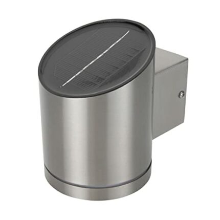 Smarwtares Outdoor Wall Light, Solar Powered, Day to Night Sensor, Integrated LED, 35 Lumens, IP44, Silver