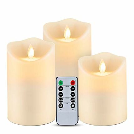 Homemory Waterproof Flickering Flameless Candles, Outdoor Indoor Battery Operated LED Candles with Remote Timers, Won't Melt, Moving Flame, Ivory