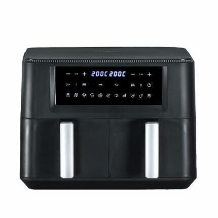 Quest 33779 Dual Air Fryer / 9L Total Capacity/Temperature Control & Preset Settings / 60 Minute Timer/Low Fat Oil-Free Cooking/LED Touch Control