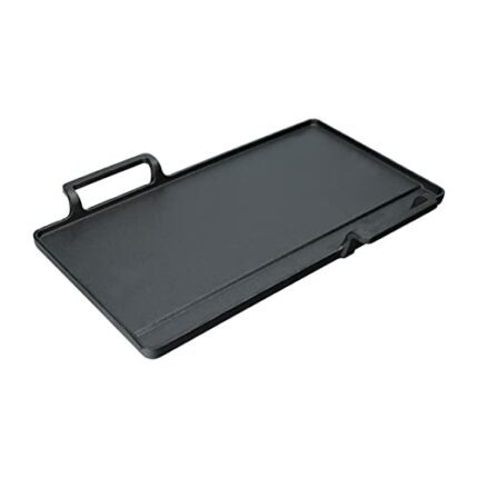KitchenCraft Japanese Teppanyaki Grill Plate, World of Flavours Teppanyaki Grill, Cast Iron, 42.5 x 29 x 4.5 cm, Black