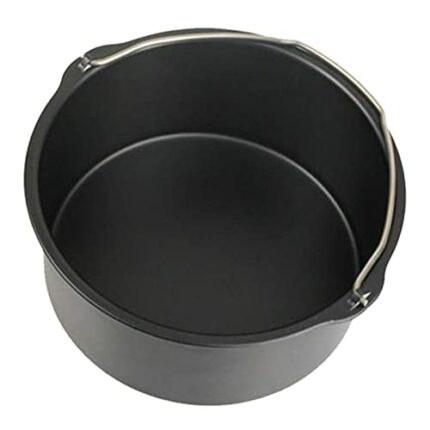 Anwangda Air Fryer Accessories,DIY Sturdy Steel Pizza Pan Cake Barrel With Handle, Nonstick Fryer Accessories Set For Gourmia(size:8 Inch)