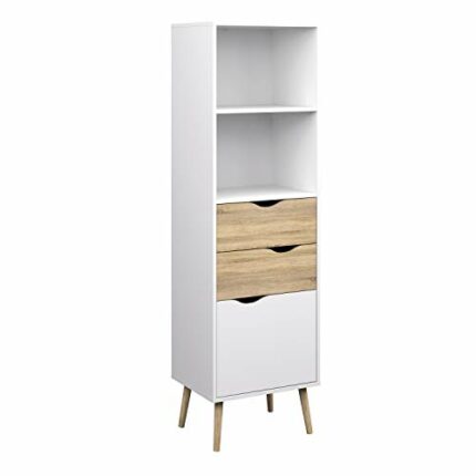 Furniture To Go | Oslo Bookcase 2 Drawers 1 Door in White and Oak