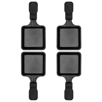 Non-Stick Coated Mini Grill Cheese Pan Melting Accessories for Raclettes Replacement trays Raclette Dishes Mini raclette pans, Square Shape(4PCs)