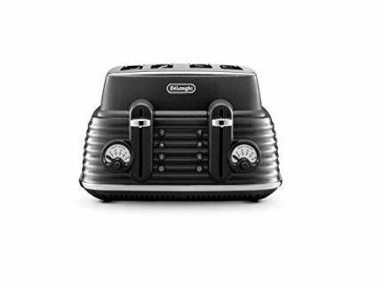 De'Longhi Scolpito 4 slot toaster, reheat, defrost, one-side bagel & 6 browning settings, Stainless steel, CTZS4003.BK, Granite Black