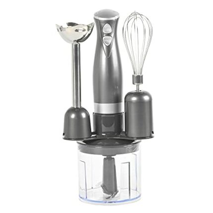 Salter EK2827GUNMETAL Cosmos 3-in-1 Hand Blender – Immersion Stick Blender, Electric Whisk Mixer, Mini Food Chopper Food Processor, Stainless Ste