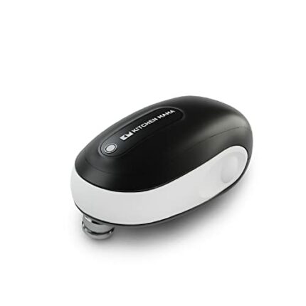 Kitchen Mama One-to-Go Electric Can Opener: Open Cans with One Press - Auto Detect & Cut Any Can Shape, with Auto-Stop, No Sharp Edges, Handy Lid