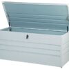 Garden Storage Box Light Grey Steel Lockable Lid 400L Cebrosa