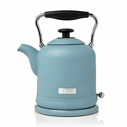 Haden Highclere Retro Cordless Electric Kettle - With Rapid Boil - 1.7L Blue Stainless Steel Kettle - 6 Cup Capacity, 360° Rotating Base & Limesc