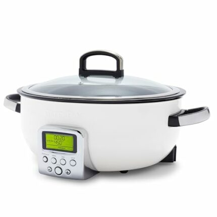 GreenPan Elite Essential Smart Electric 5.6L Skillet Pot, Easy Sear Saute Stir-Fry & Rice Cooker Presets, PFAS-Free Healthy Ceramic Non-Stick, Di
