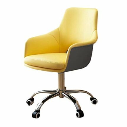 WALNUT Mid Back Leather Desk Chair, Computer Swivel Office Task Chair, Ergonomic Executive Chair,Yellow