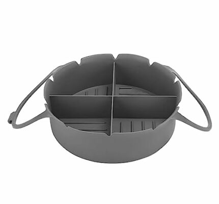 Air Fryer Silicone Liners 8.6Inch, Reusable Air Fryer Silicone Basket with Divider Foldable Air Fryer Silicone Pot Round Non-Stick Collapsible Di