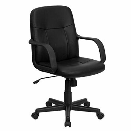 Flash Furniture Mid-Back Glove Vinyl Executive Swivel Office Chair with Arms, Metal, Black, Set of 1