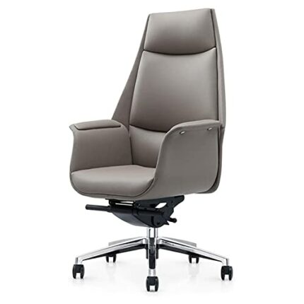 YT.JYUERI Relax Comfortably Safe Managerial Chairs Leather Office Chair High Back Home Desk Chair Grey Computer Chair with Armrest Executive Offi
