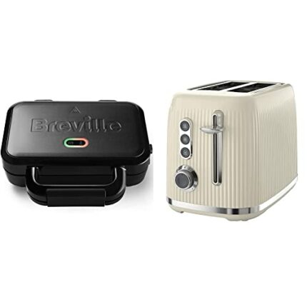 Breville Ultimate Deep Fill Toastie Maker | 2 Slice Sandwich Toaster & Bold Vanilla Cream 2-Slice Toaster with High-Lift and Wide Slots | Cream a