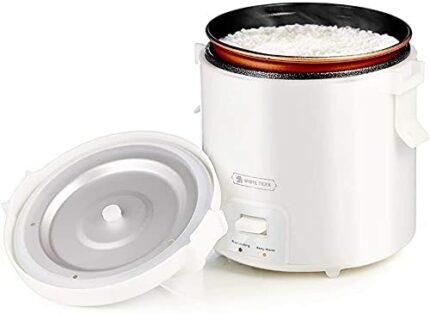 HOMCORT 1.0L Mini Rice Cooker & Steamer, 15 Minutes Fast Cooking, 1-2 People White