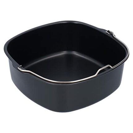 BORDSTRACT Nonstick Cake Barrel for Air Fryers, Round Air Fryer Accessory with Stainless Steel Handle, BPA-Free and Dishwasher Safe, Compatible w