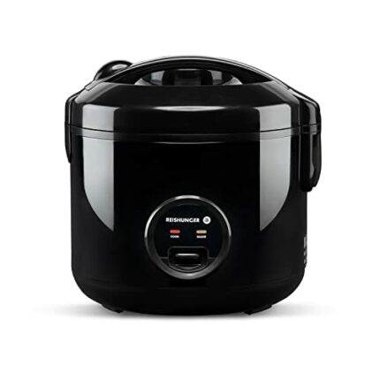 Reishunger Rice Cooker & Rice Steamer with Keep-Warm Function, Black (1.2 litres - 6.5 cups) - For 1-6 People - Quick Preparation Without Burning