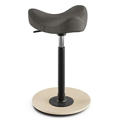 Varier Move Compact-Home Office Chair for Regular Height Desks and Tables, Standing Support Stool Wood Base Quality Fabric, Natural/Grey, One Siz