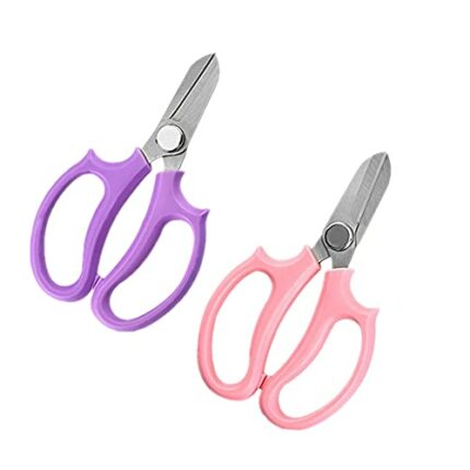2 Pack Gardening Scissors Stainless Steel Garden Florist Plants Hand Pruners Gardening Hand Pruner for Gardening Flower Arrangement (Pink Purple)