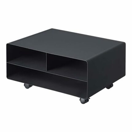 Yamazaki 4348-P Rolling Home Desktop Printer Stand-Computer Accessory Organizer | Steel | Office, Alloy, Black