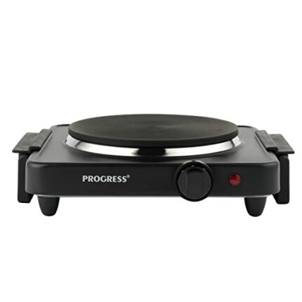 Progress EK4353P Single Electric Hot Plate - Camping Stove, Table Top Electric Cooker, Portable Kitchen Hob with Carry Handles, Non-Slip Feet, Va