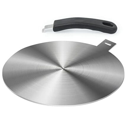 Induction Plate Adapter for Glass Cooktop Heat Diffuser for Electric Gas Glass Stove with Detachable Handle, 24CM