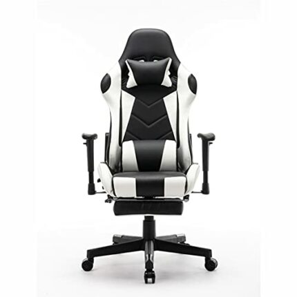 FMXQYH Gaming Chair for Adults, Ergonomic Office Chair with Footrest, Computer Chair with Height Adjustable, PU Leather High Back Can Be for Offi
