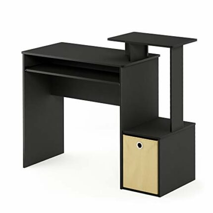Furinno Econ Multipurpose Home Office Computer Writing Desk, Computer Desk, Study Desk, w/Bin, Black/Brown, 100.1 (W) x 86.6 (H) x 39.9 (D) cm