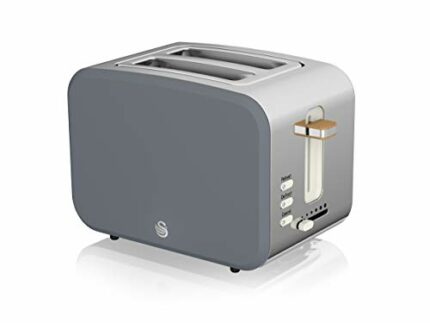 Swan ST14610GRYN Nordic 2-Slice Toaster with Defost/Reheat/Cancle Functions, Cord Storage, 900W, Grey