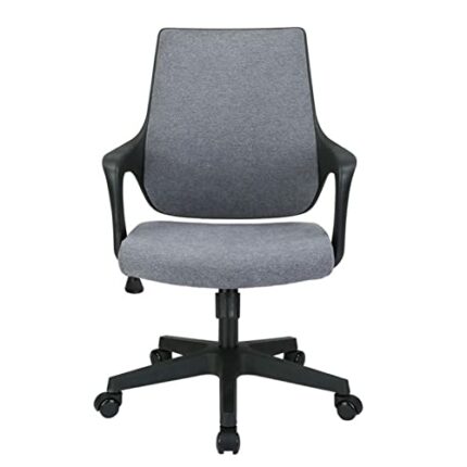YT.JYUERI Relax Comfortably Safe Home Office Chair Ergonomic Design Soft Seat Adjustable with Air Lift System, Velvety Top Gray Fabric, Black Bas