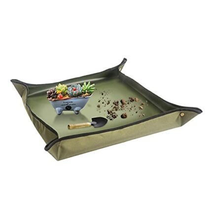 Nwvuop Plant Repotting Mat Waterproof Planting Mat Indoor Portable Potting Trap Plant Transplanting Mat for Succulent Plants Dark Green