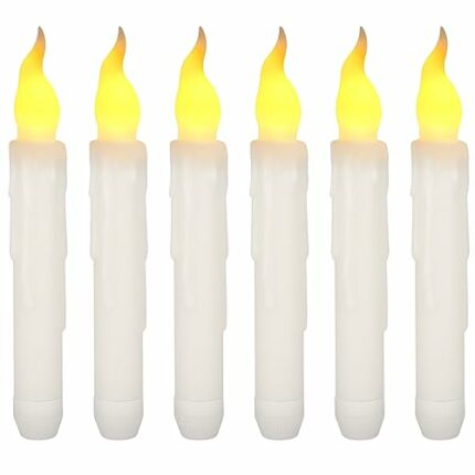 Teynewer LED Candle Light, 6PCS Battery Operated Flameless LED Taper Candles Light Window Candles for Wedding Birthday Churches Party Decorations