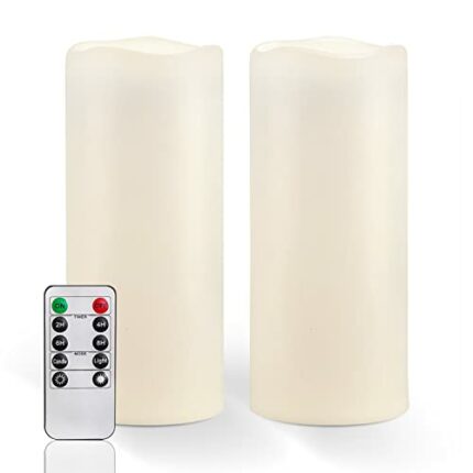 Homemory 10” x 4" Waterproof Outdoor Flameless Candles - Battery Operated Flickering LED Pillar Candles for Indoor Outdoor Lanterns, Long Lasting