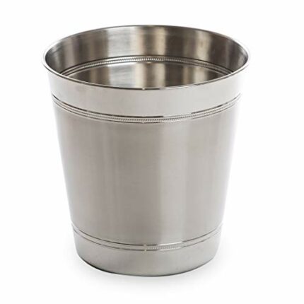 Bino Metal Waste Basket Bathroom Trash Can for Bedroom, Home Office, Dorm, College, Kitchen (Matte/Shiny)