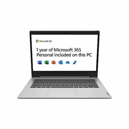 Lenovo IdeaPad 1 14 inch HD Laptop - (Intel Celeron, 4GB, 64GB, Windows 11 Home in S mode) - Platinum Grey, 1 Year of Microsoft 365 Personal