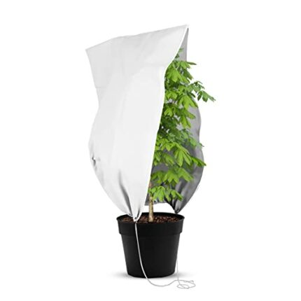 iBamso Winter Plant Fleece Frost Protection Cover, Garden Plant Warm Covers Protect Potted Plants, Plant Warming Jackets with Zipper and Drawstri