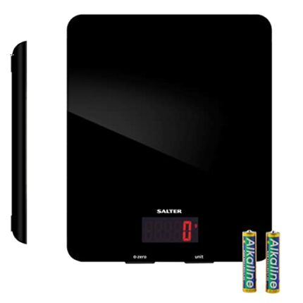Salter 1150 BKDR Digital Kitchen Scales, Stylish Glass Design, Cooking Scale for Home/Kitchen, Measures Liquids & Fluids, Metric/Imperial, Add &