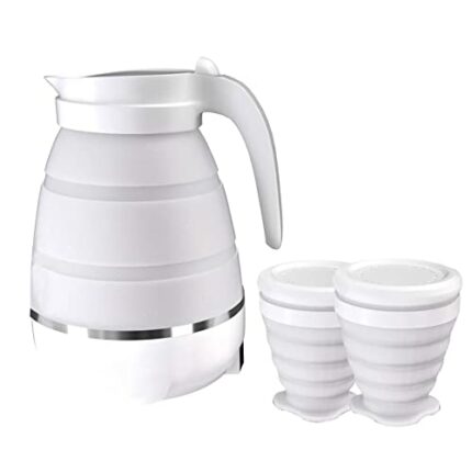 600ml Collapsible Kettle Foldable Travel Kettle, Electric Mini Kettle With 2 Mugs Folding Electric Kettle, Collapsible Camping Kettle Foldable El